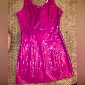 Roma vinyl mini dress hot pink